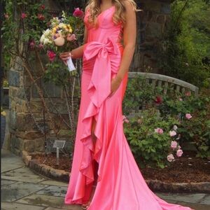 Ashley Lauren- Pink Bow Ruffle Dress